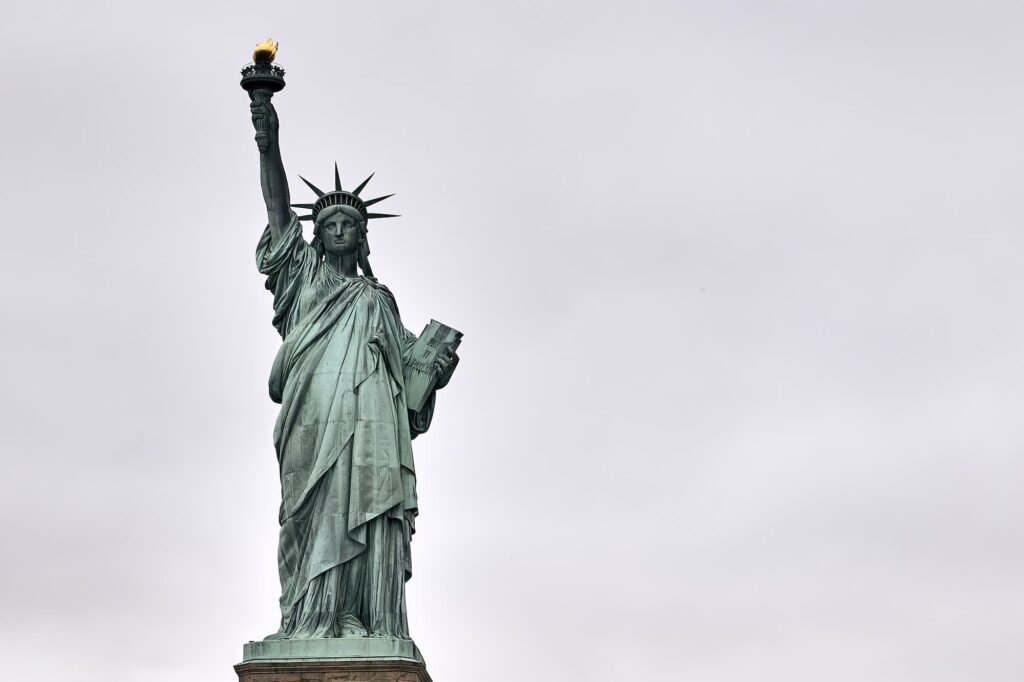 low angle shot amazing statue liberty new york usa
