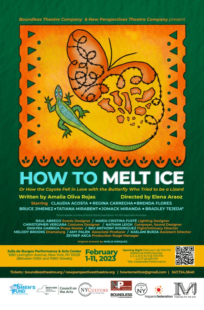 Image of a Butterfly and a Lizard in Indigenous Central American art styles above the title "HOW TO MELT ICE"
